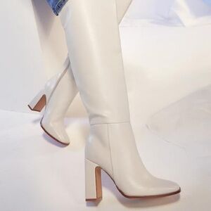 JustFab Elegant White Heeled Boots